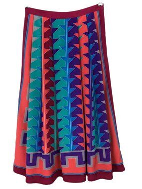 Vintage Womens Size 4 Colorful Geometric Print Skirt 100% Polyester